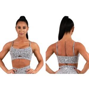 NWT‎ RyderWear Animal Sport Bra in Leopard Gray Women's Size XS